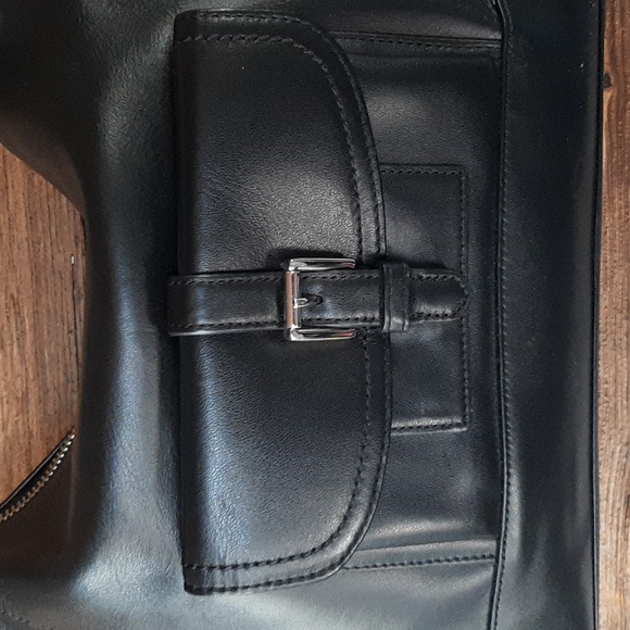 NEW! VINTAGE COACH 2014 "Charlie" Black Leather Kangaroo Pouch Hobo Shoulder Bag - Picture 2 of 11